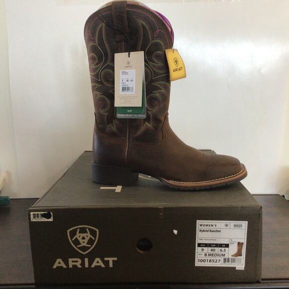 ARIAT Womens Hybrid Rancher Western Boots Distressed Brown Size 9 Mid Calf - Picture 2 of 3